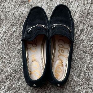 Sam Edelman Women's Talia Loafer Suede Moc Tie Black Size 7.5 (NO‎ HEELS)